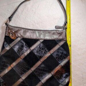 Nine West  patchwork metallic purse/shoulder bag  black/silver